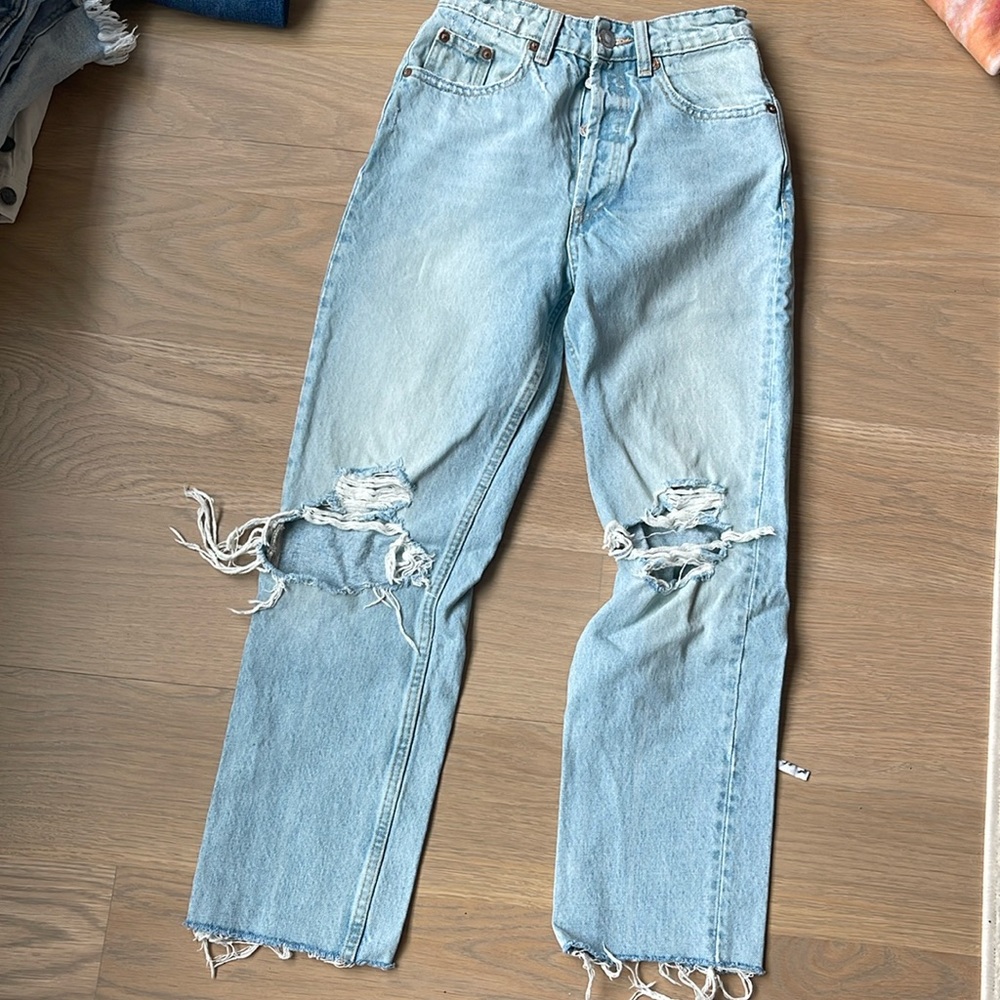 Zara button fly jeans denim size 0 excellent condition